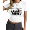 imageAvanova Women Cotton Tshirt Basic Short Sleeve Crop Top Ruched Fitted Baby Tee ShirtsWhite Ww