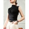 imageAvanova Women Fitted Sleeveless Ruched Tank Top Shirt Mock Turtleneck BlousesBlack