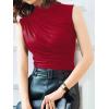 imageAvanova Women Fitted Sleeveless Ruched Tank Top Shirt Mock Turtleneck BlousesBrick Red