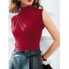 imageAvanova Women Fitted Sleeveless Ruched Tank Top Shirt Mock Turtleneck BlousesBrick Red