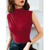 imageAvanova Women Fitted Sleeveless Ruched Tank Top Shirt Mock Turtleneck BlousesBrick Red
