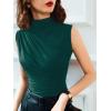 imageAvanova Women Fitted Sleeveless Ruched Tank Top Shirt Mock Turtleneck BlousesDark Green