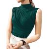 imageAvanova Women Fitted Sleeveless Ruched Tank Top Shirt Mock Turtleneck BlousesDark Green