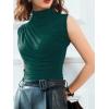imageAvanova Women Fitted Sleeveless Ruched Tank Top Shirt Mock Turtleneck BlousesDark Green
