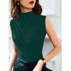 imageAvanova Women Fitted Sleeveless Ruched Tank Top Shirt Mock Turtleneck BlousesDark Green a