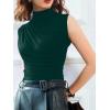 imageAvanova Women Fitted Sleeveless Ruched Tank Top Shirt Mock Turtleneck BlousesDark Green a