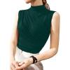 imageAvanova Women Fitted Sleeveless Ruched Tank Top Shirt Mock Turtleneck BlousesDark Green a