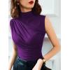 imageAvanova Women Fitted Sleeveless Ruched Tank Top Shirt Mock Turtleneck BlousesDark Purple a