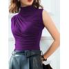imageAvanova Women Fitted Sleeveless Ruched Tank Top Shirt Mock Turtleneck BlousesDark Purple a