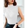 imageAvanova Women Fitted Sleeveless Ruched Tank Top Shirt Mock Turtleneck BlousesWhite