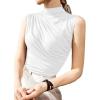 imageAvanova Women Fitted Sleeveless Ruched Tank Top Shirt Mock Turtleneck BlousesWhite