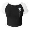 imageAvanova Women Graphic Raglan Short Sleeve Crop Top Color Block Crewneck Baby Tee ShirtBlack Flower