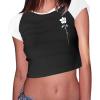 imageAvanova Women Graphic Raglan Short Sleeve Crop Top Color Block Crewneck Baby Tee ShirtBlack Flower