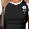 imageAvanova Women Graphic Raglan Short Sleeve Crop Top Color Block Crewneck Baby Tee ShirtBlack Flower