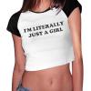 imageAvanova Women Graphic Raglan Short Sleeve Crop Top Color Block Crewneck Baby Tee ShirtBlack Girl