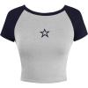 imageAvanova Women Graphic Raglan Short Sleeve Crop Top Color Block Crewneck Baby Tee ShirtBlack Grey