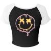 imageAvanova Women Graphic Raglan Short Sleeve Crop Top Color Block Crewneck Baby Tee ShirtBlack Smile