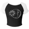 imageAvanova Women Graphic Raglan Short Sleeve Crop Top Color Block Crewneck Baby Tee ShirtBlack Sun Moon