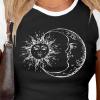 imageAvanova Women Graphic Raglan Short Sleeve Crop Top Color Block Crewneck Baby Tee ShirtBlack Sun Moon