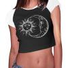 imageAvanova Women Graphic Raglan Short Sleeve Crop Top Color Block Crewneck Baby Tee ShirtBlack Sun Moon