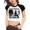 imageAvanova Women Graphic Raglan Short Sleeve Crop Top Color Block Crewneck Baby Tee ShirtBlack White