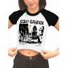 imageAvanova Women Graphic Raglan Short Sleeve Crop Top Color Block Crewneck Baby Tee ShirtBlack White