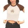 imageAvanova Women Graphic Raglan Short Sleeve Crop Top Color Block Crewneck Baby Tee ShirtBrown