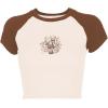 imageAvanova Women Graphic Raglan Short Sleeve Crop Top Color Block Crewneck Baby Tee ShirtBrown