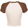 imageAvanova Women Graphic Raglan Short Sleeve Crop Top Color Block Crewneck Baby Tee ShirtBrown