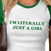 imageAvanova Women Graphic Raglan Short Sleeve Crop Top Color Block Crewneck Baby Tee ShirtGreen