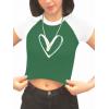 imageAvanova Women Graphic Raglan Short Sleeve Crop Top Color Block Crewneck Baby Tee ShirtGreen Heart