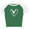 imageAvanova Women Graphic Raglan Short Sleeve Crop Top Color Block Crewneck Baby Tee ShirtGreen Heart