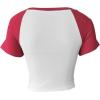 imageAvanova Women Graphic Raglan Short Sleeve Crop Top Color Block Crewneck Baby Tee ShirtRed White Cherry