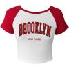 imageAvanova Women Graphic Raglan Short Sleeve Crop Top Color Block Crewneck Baby Tee ShirtWhite Brooklyn