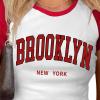 imageAvanova Women Graphic Raglan Short Sleeve Crop Top Color Block Crewneck Baby Tee ShirtWhite Brooklyn