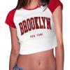 imageAvanova Women Graphic Raglan Short Sleeve Crop Top Color Block Crewneck Baby Tee ShirtWhite Brooklyn