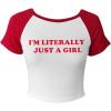 imageAvanova Women Graphic Raglan Short Sleeve Crop Top Color Block Crewneck Baby Tee ShirtWhite Girl