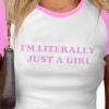 imageAvanova Women Graphic Raglan Short Sleeve Crop Top Color Block Crewneck Baby Tee ShirtWhite Pink