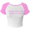 imageAvanova Women Graphic Raglan Short Sleeve Crop Top Color Block Crewneck Baby Tee ShirtWhite Pink