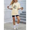 imageAvanova Women Letter Graphic Print Oversized Tee Shirt Short Sleeve Loose Fit TopsBeige Mushroom