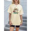 imageAvanova Women Letter Graphic Print Oversized Tee Shirt Short Sleeve Loose Fit TopsBeige Mushroom