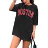imageAvanova Women Letter Graphic Print Oversized Tee Shirt Short Sleeve Loose Fit TopsBlack B 02