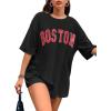 imageAvanova Women Letter Graphic Print Oversized Tee Shirt Short Sleeve Loose Fit TopsBlack B 02