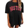 imageAvanova Women Letter Graphic Print Oversized Tee Shirt Short Sleeve Loose Fit TopsBlack B 02