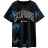 imageAvanova Women Letter Graphic Print Oversized Tee Shirt Short Sleeve Loose Fit TopsBlack Blue Cf