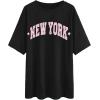 imageAvanova Women Letter Graphic Print Oversized Tee Shirt Short Sleeve Loose Fit TopsBlack D