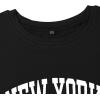 imageAvanova Women Letter Graphic Print Oversized Tee Shirt Short Sleeve Loose Fit TopsBlack Nk