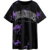 imageAvanova Women Letter Graphic Print Oversized Tee Shirt Short Sleeve Loose Fit TopsBlack Purple