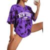 imageAvanova Women Letter Graphic Print Oversized Tee Shirt Short Sleeve Loose Fit TopsBlack Purple Ny