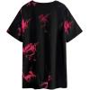 imageAvanova Women Letter Graphic Print Oversized Tee Shirt Short Sleeve Loose Fit TopsBlack Red